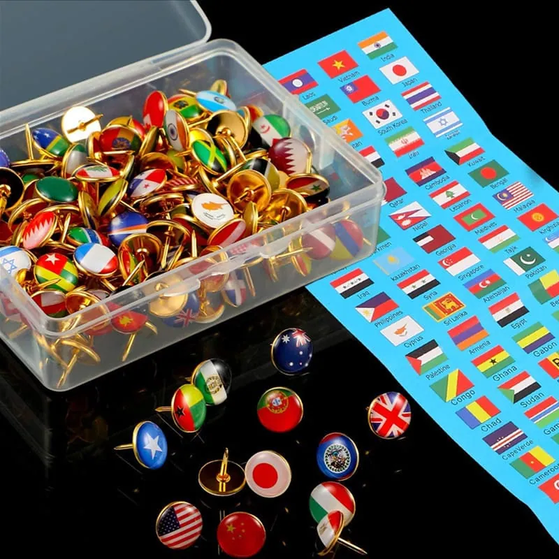 Épingles drapeaux du monde · 200 pièces