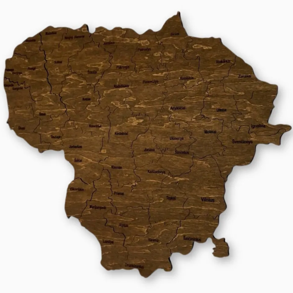 Carte de Lituanie en bois