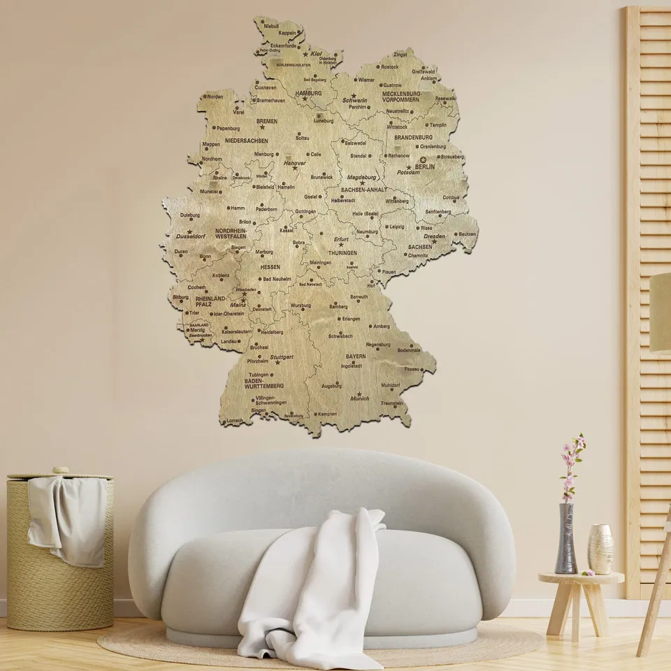 Carte d'Allemagne en bois