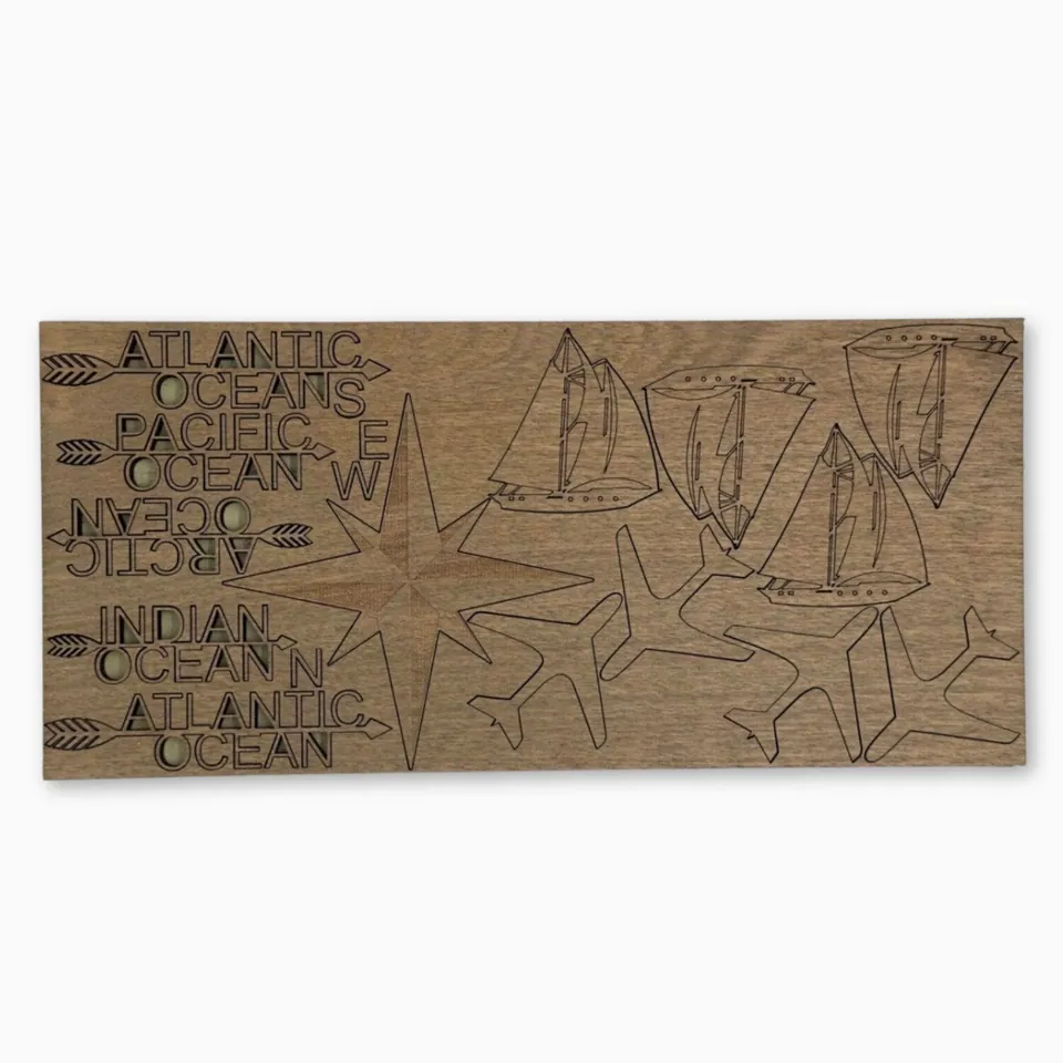 Accessoires en bois pour carte du monde